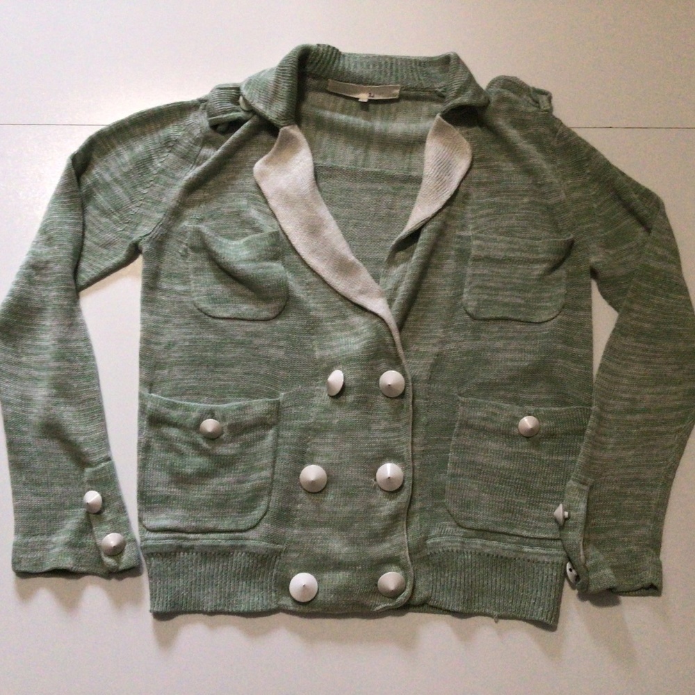 Phillip Lim 3.1 Green Sweater Blazer Jacket Size Small View 5